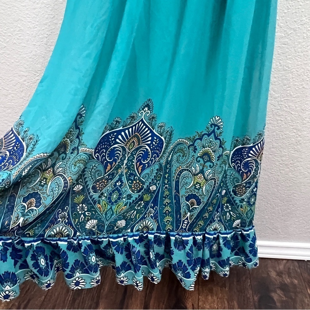 Boston Proper Paisley Print Ruffle High Neck Maxi Dress size - Picture 6 of 14